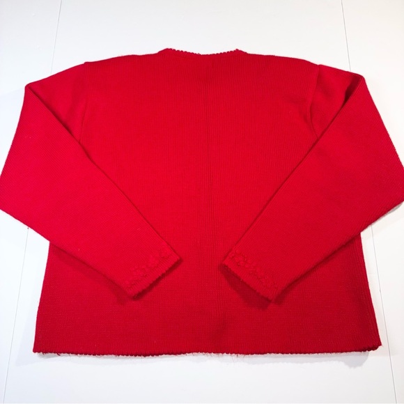 Vintage Tally-Ho Red Cardigan Sweater Floral Embroidery Grannycore XL - Picture 7 of 9